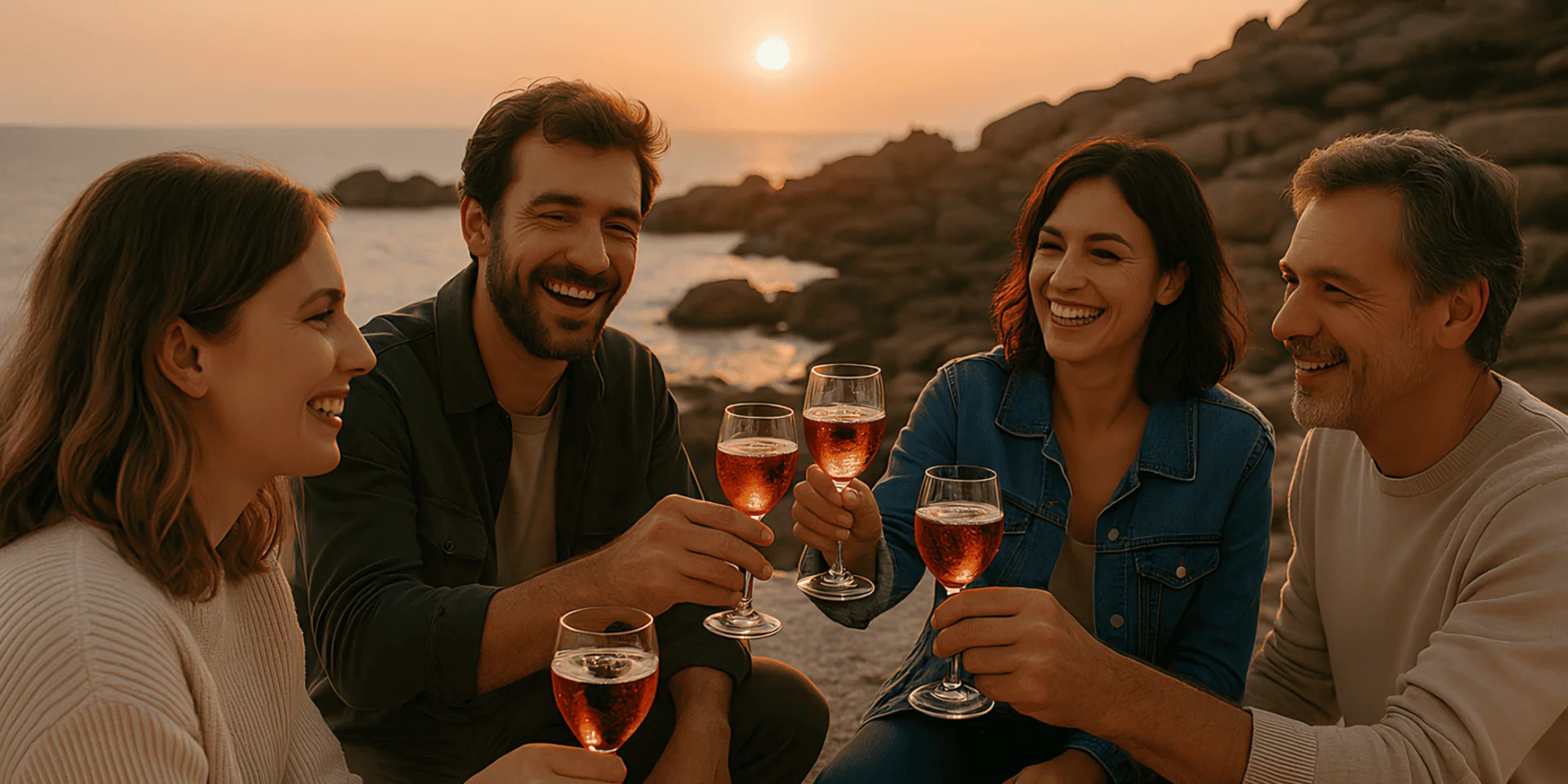 Aperitif Entre Amis Sur La Cote De Granit Rose