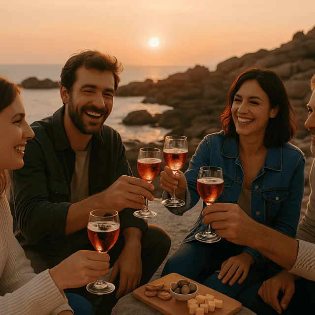Aperitif Entre Amis Sur La Cote De Granit Rose