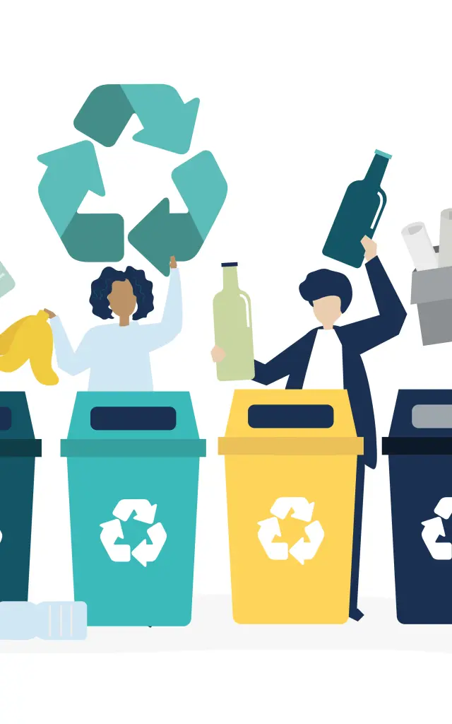 People sorting garbage for recycling