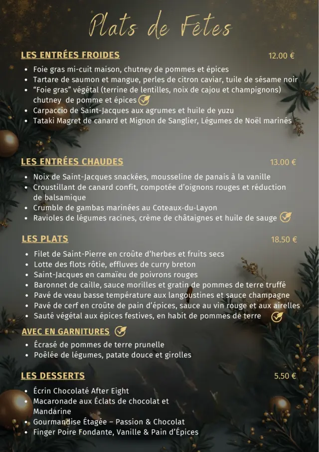 La Corévatine - Menu de Fêtes