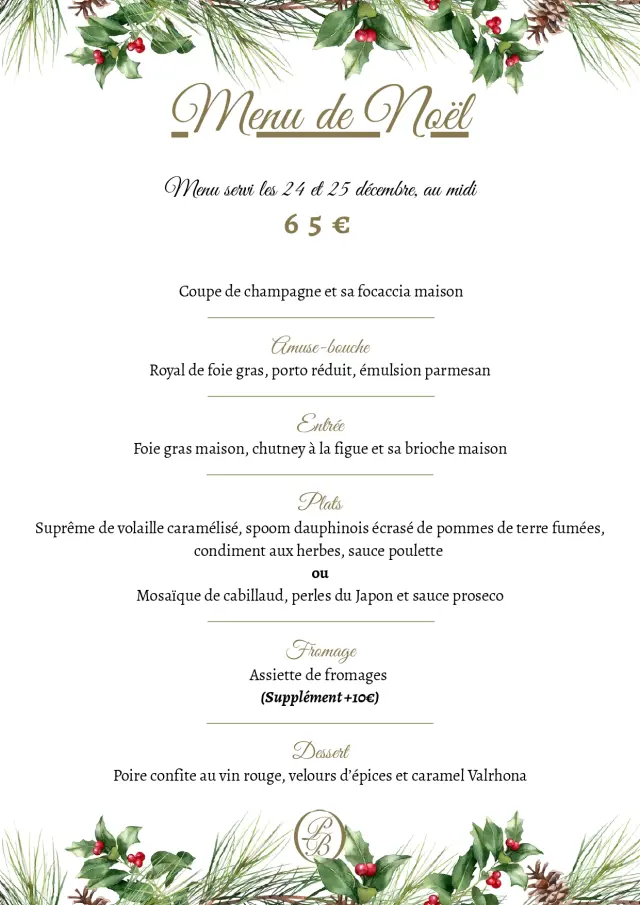 L'épicurien - menu de fêtes