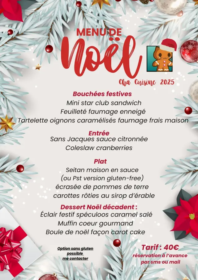 Menu De Noel sur résa Cha Cuisine