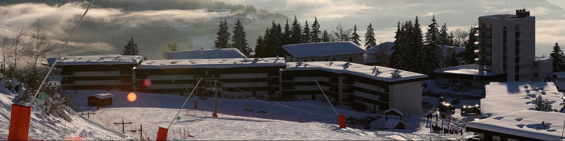 Het Collet resort in de winter aan het einde van de dag