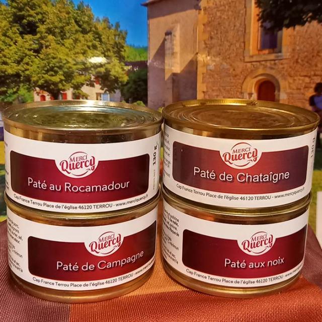 pâté du terroir du Lot, lot de 4 boites du village vacances Terrou