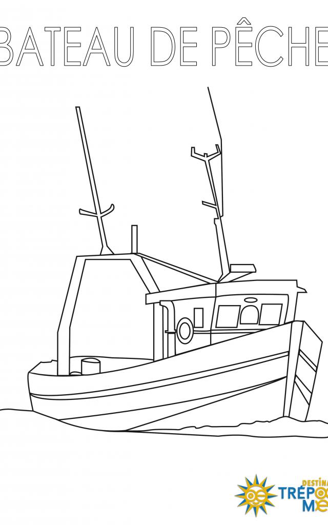 Bateau De Pêche Coloriage