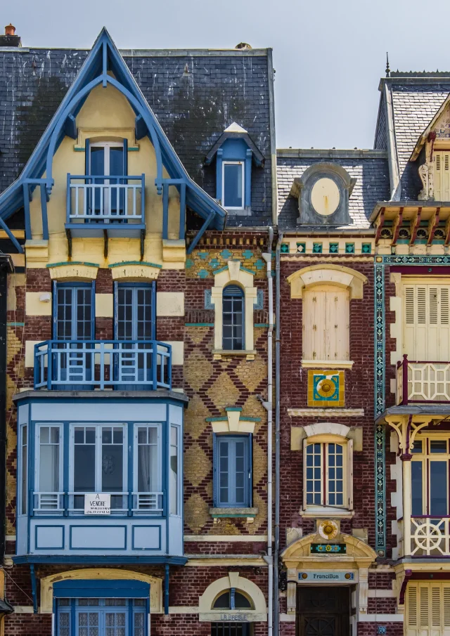 facade of colorful houses in Mers les Bains