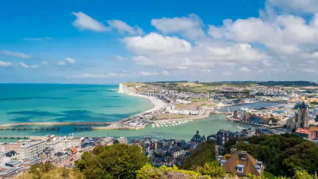 Vue générale Le Tréport et Mers-les-Bains depuis les falaises du Tréport