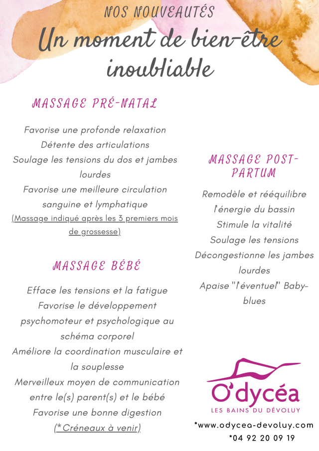 Massages femmes enceintes et bébé à O'dycéa
