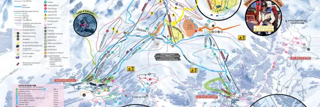 Trail map of Le Dévoluy ski area showing alpine and nordic sectors between Superdévoluy and La Joue du Loup.