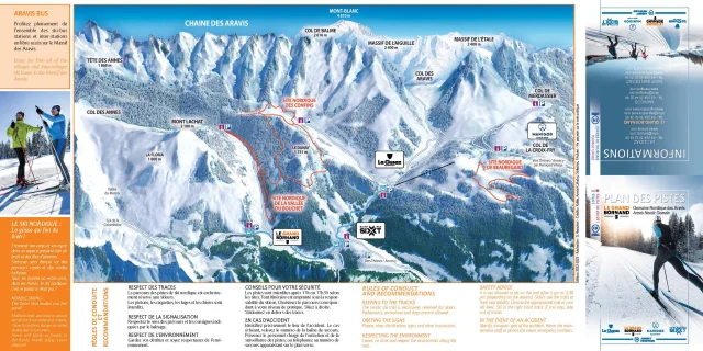Detailed map of the Grand-Bornand Nordic area, showing cross-country skiing sites, itineraries, recreational areas and access points.