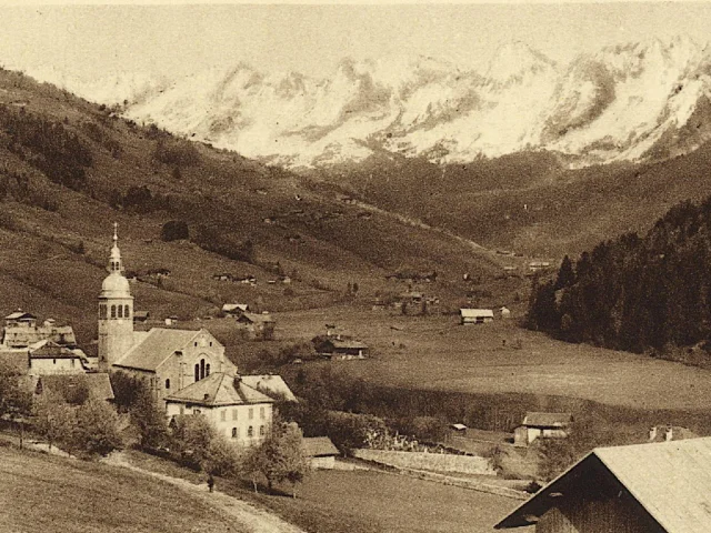 8 Fi 2931 Le Grand-bornand und die Aravis-Kette. Klischee Braun et Compagnie, Mulhouse-Dornach, [1900].