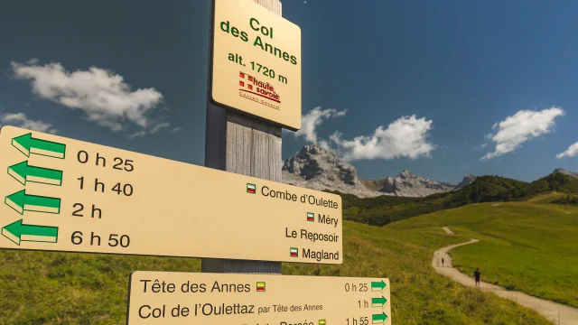 Panneaux de direction au col des annes - Le Grand-Bornand