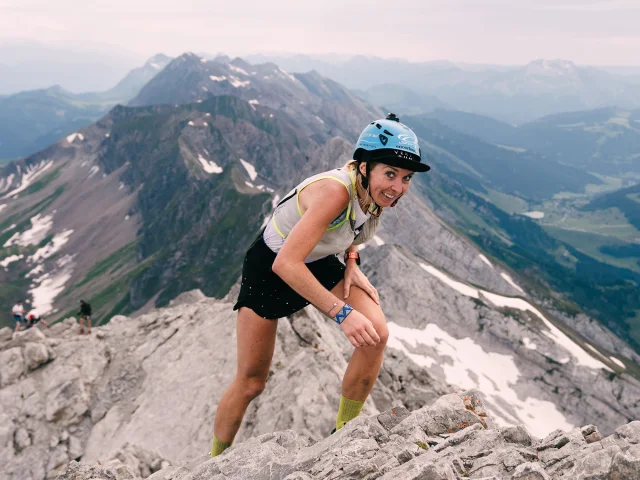 Ascension de la pointe Percée par Iris Pessey au départ de l'église du Grand-Bornand - 13 juillet 2024
