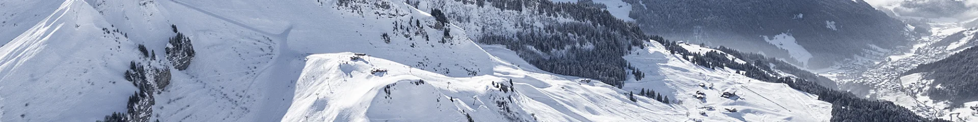 Vue aérienne du domaine skiable alpin