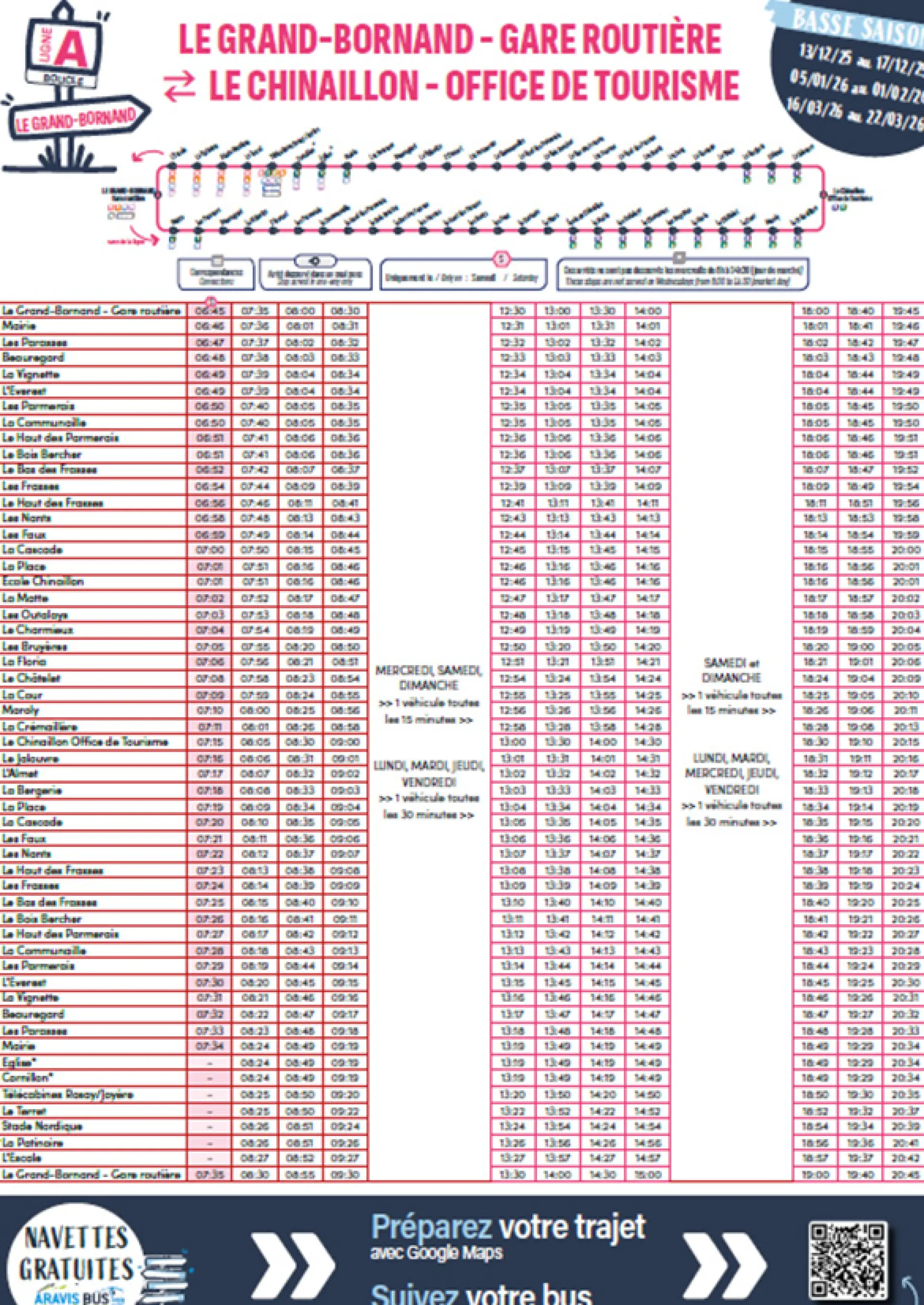 Horaires Hiver 25 26