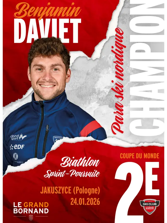 Benjamin Daviet, 2e du sprint-poursuite en Coupe du monde de para-biathlon en Pologne !