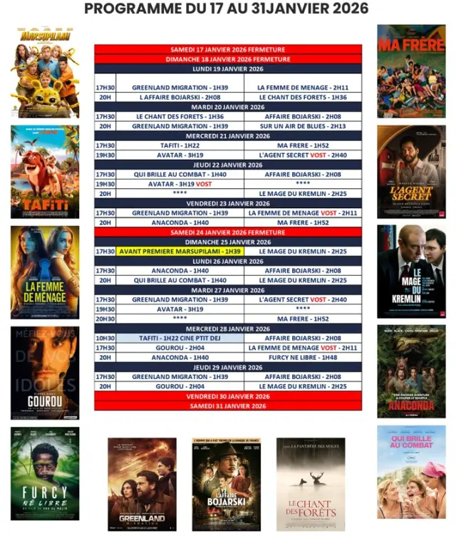 Cinema Du 17 Au 31 Janvier 2026