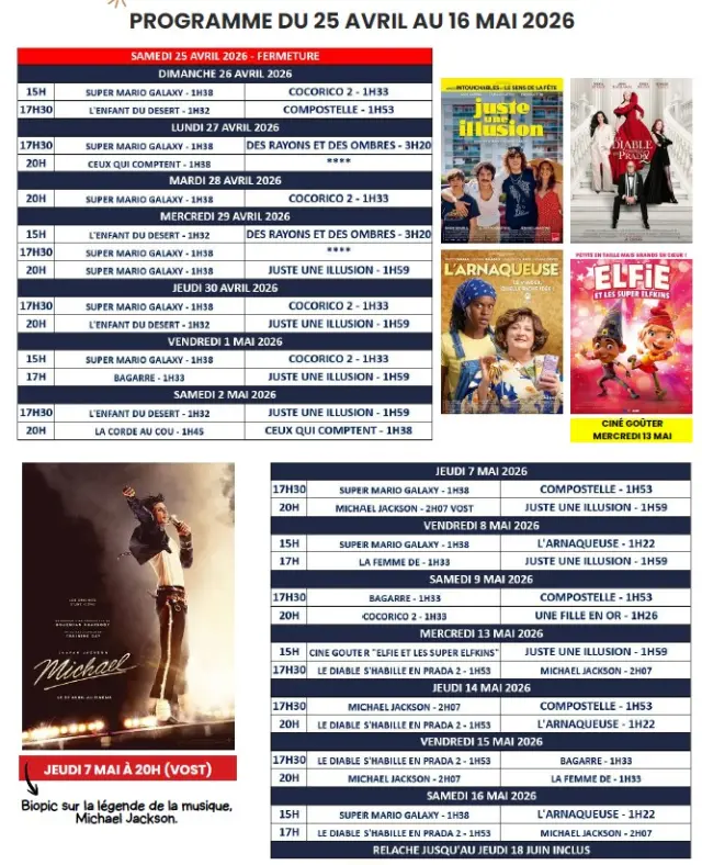 Cinema 25 Avril 16 Mai 2026