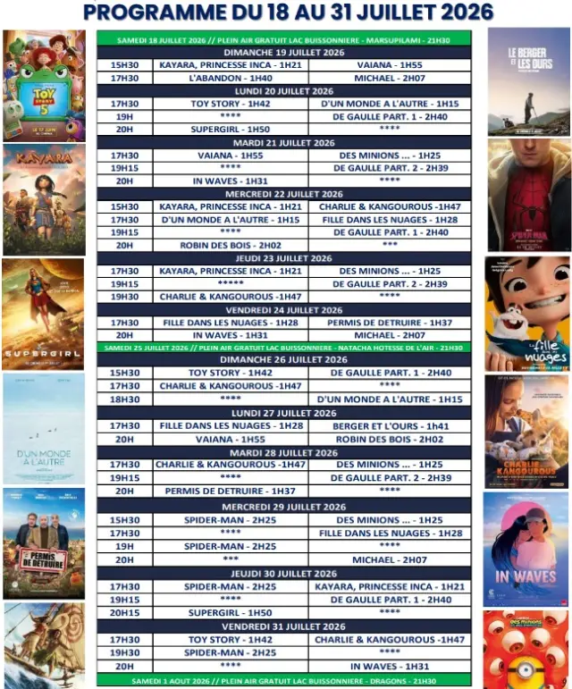 Cinema 18 Au 31 Juillet