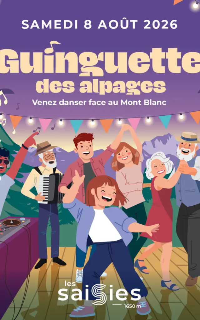 La Guinguette des Alpages, soirée festive aux Saisies face au Mont-Blanc