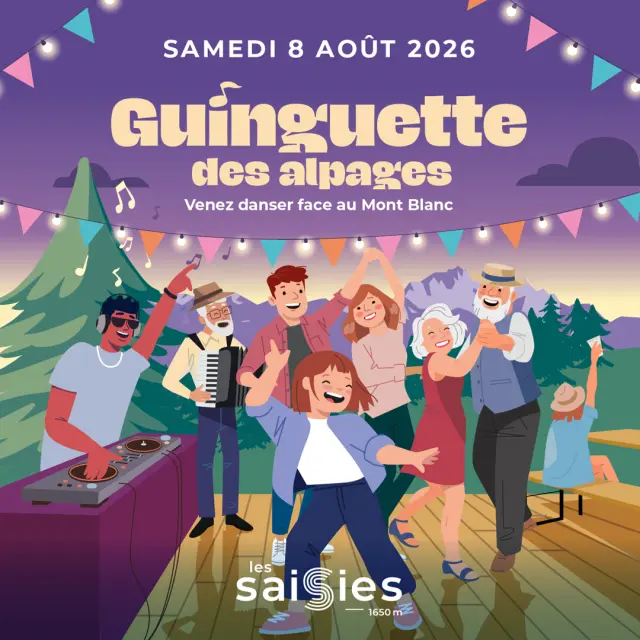 La Guinguette des Alpages, soirée festive aux Saisies face au Mont-Blanc