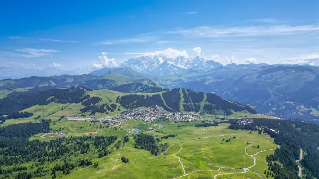 Drone view of Les Saisies, Summer 2