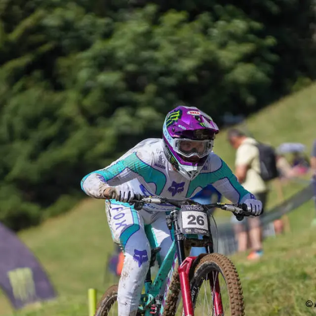 FRANCE, LES GETS 22 aout : durant les UCI Downhill World Cup | Finals elite et U23 aux Gets le 22 aout 2026, France. (Photo by Mateo Sgambato/Agence Zoom)