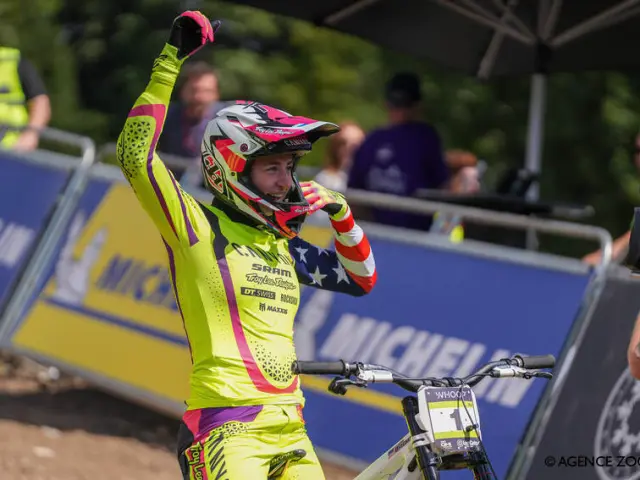 FRANCE, LES GETS 22 aout : Aletha Ostgaard of Team United States competes durant les UCI Downhill World Cup | Finals elite et U23 aux Gets le 22 aout 2026, France. (Photo by Mateo Sgambato/Agence Zoom)