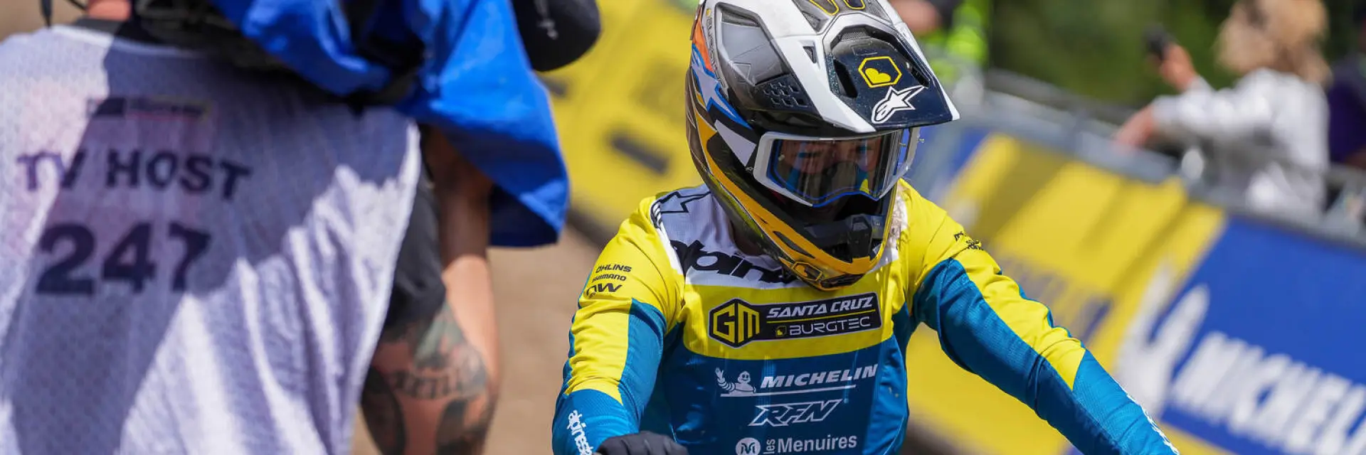 FRANCE, LES GETS 22 aout : Ava Chaumet Lagrange of Team France competes durant les UCI Downhill World Cup | Finals elite et U23 aux Gets le 22 aout 2026, France. (Photo by Mateo Sgambato/Agence Zoom)
