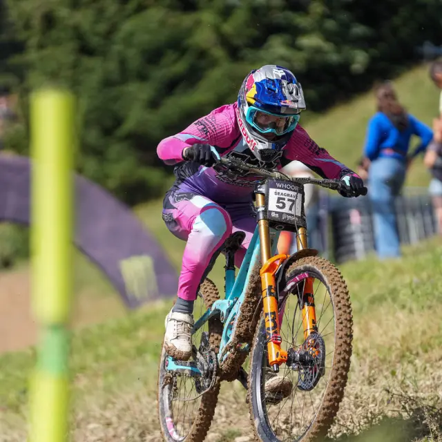 FRANCE, LES GETS 22 aout : Samuel Milesi of Team France competes durant les UCI Downhill World Cup | Finals elite et U23 aux Gets le 22 aout 2026, France. (Photo by Mateo Sgambato/Agence Zoom)