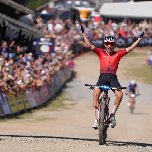 FRANCE, LES GETS 23 aout : Adrien Boichis of Team France durant les UCI Cross-country Olympic World Cup (XCO)  elite et U23 aux Gets le 23 aout 2026, France. (Photo by Mateo Sgambato/Agence Zoom)