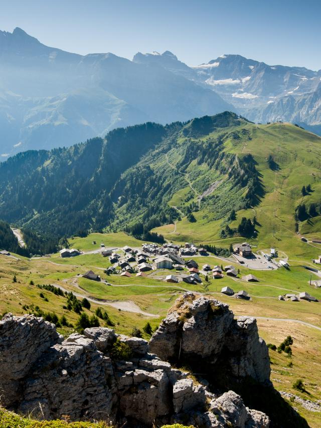 Quick view over the hamlet of Les Crosets on summer time