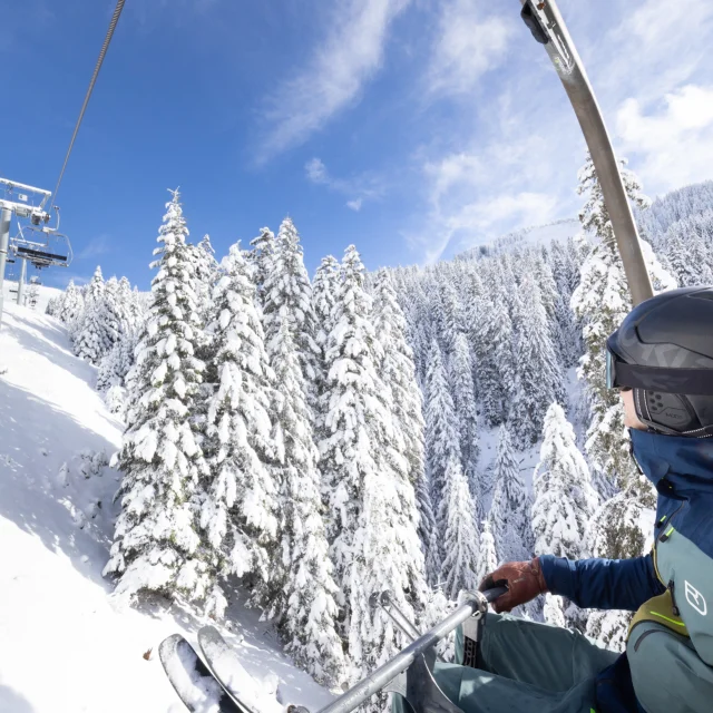 Photographies de ski et paysages du secteur de Braitaz, La Chapelle d'Abondance (Portes du Soleil, Vallée d'Abondance). Mont Grange enneigé, sapins sous la neige, ambiance First Track avec pistes immaculées.