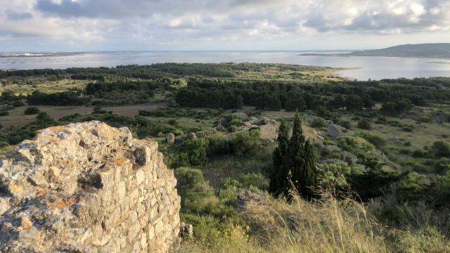 Vue sur l'étang et les parcs à huîtres depuis le Chateau de Leucate