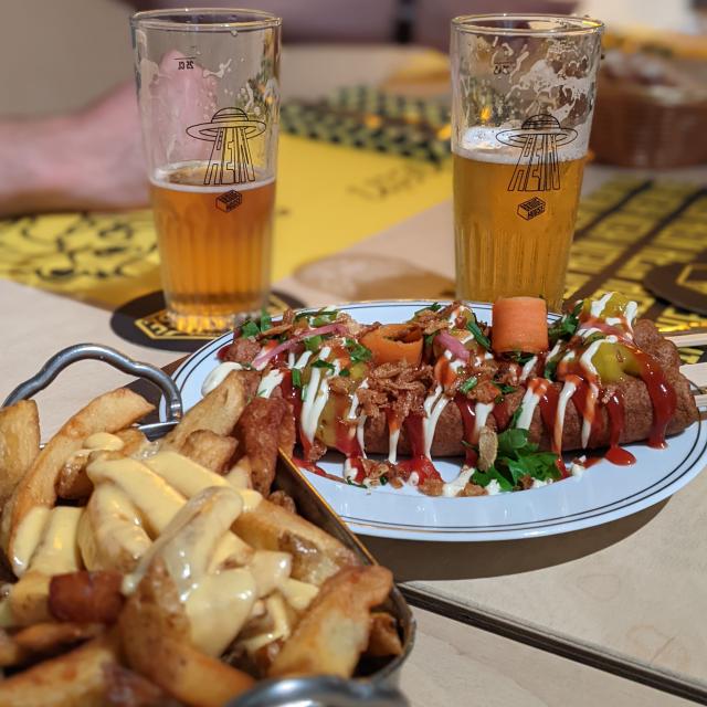 Frites au maroilles et bière