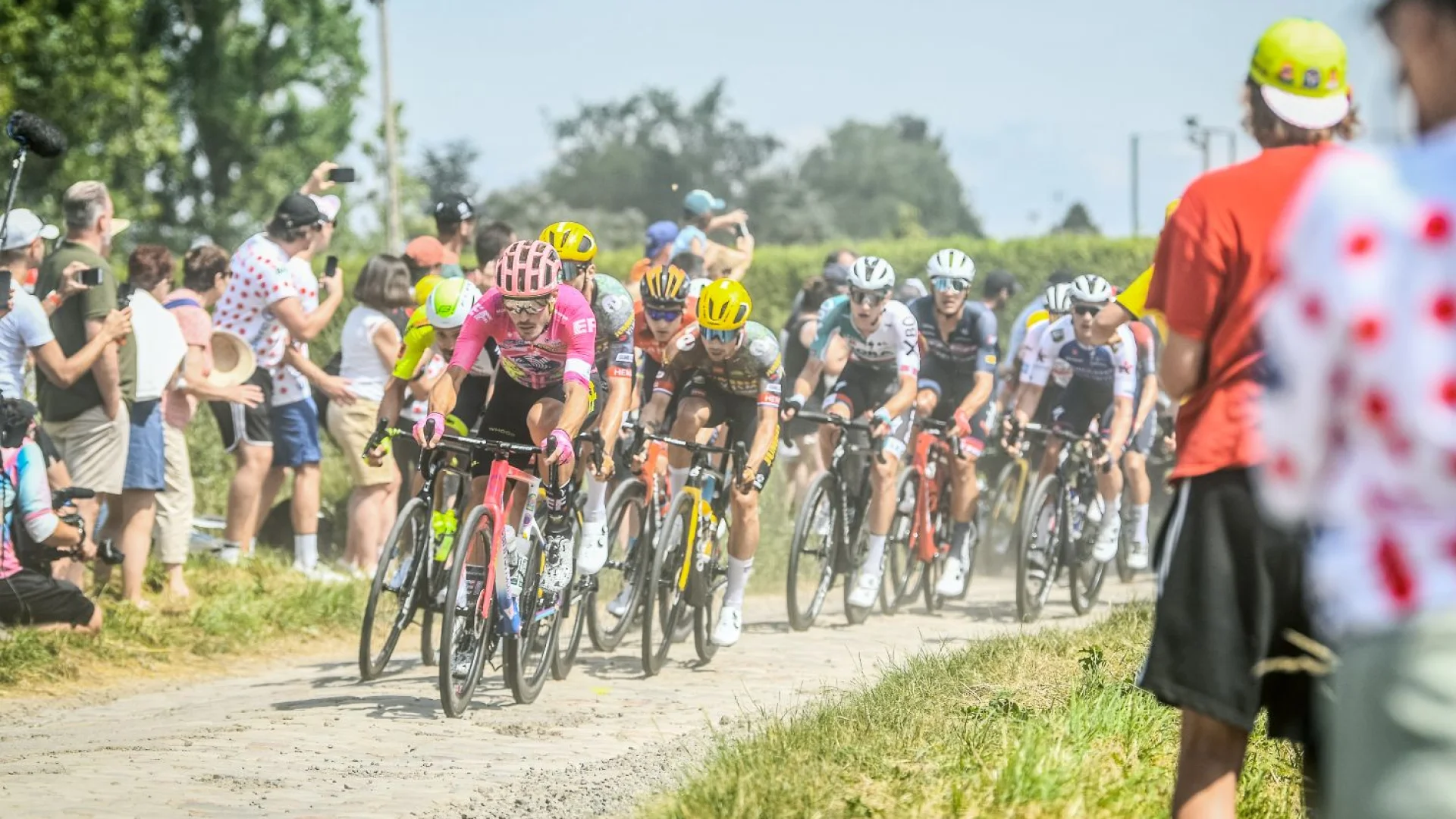 Peloton du Tour De France 2022 sur une route de campagne
