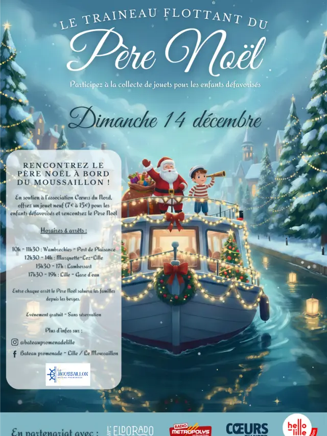 Le Traineau Flottant Du Pere Noel Affiche Large