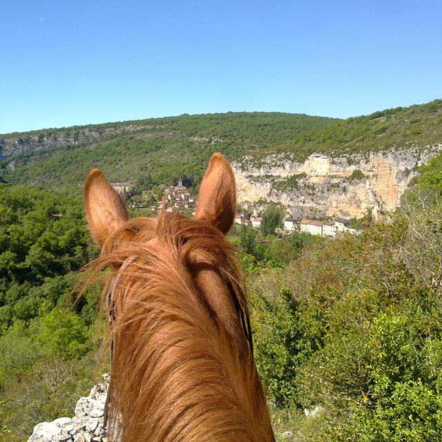 Randonnée équestre vue sur le Pech merle