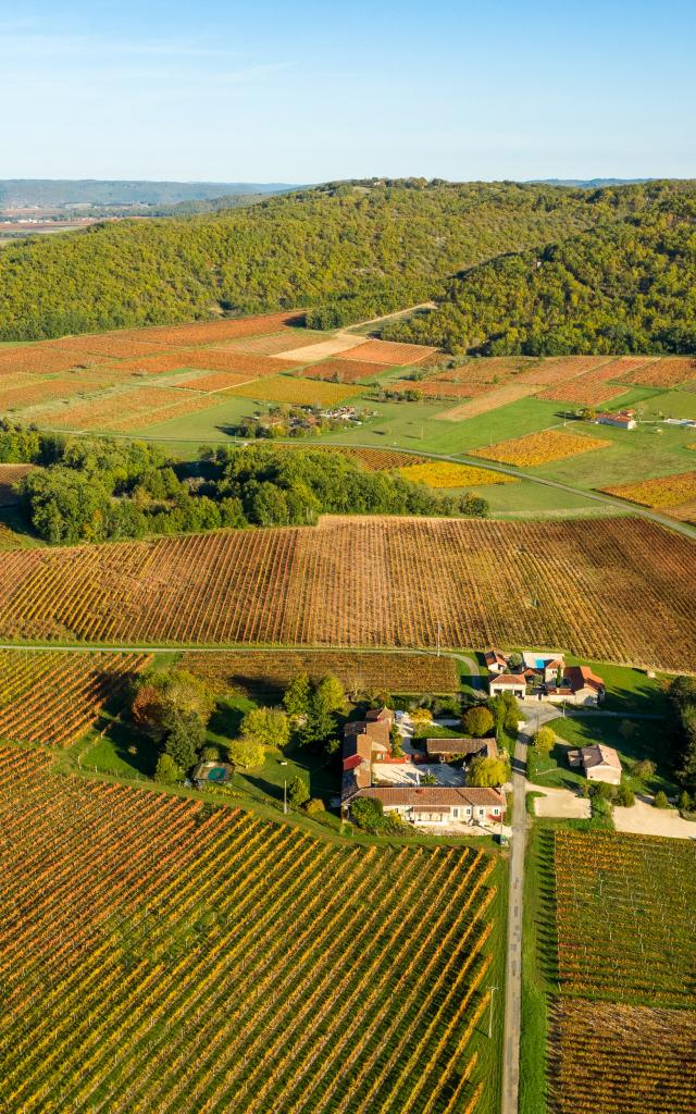 Vue aériene du Vignoble de Cahors - le Caillau à Vire-sur-Lot