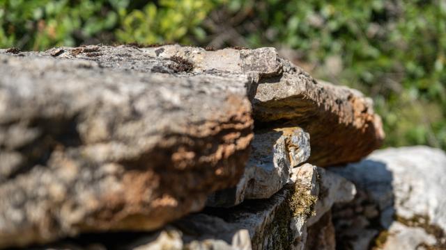 Détail d'un muret en pierres sèches