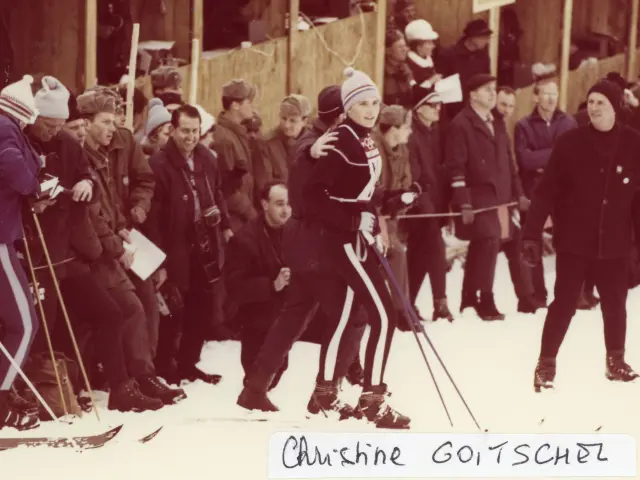 Christine Goitschel aux Jeux Olympiques d'hiver d'Innsbruck en 1964.