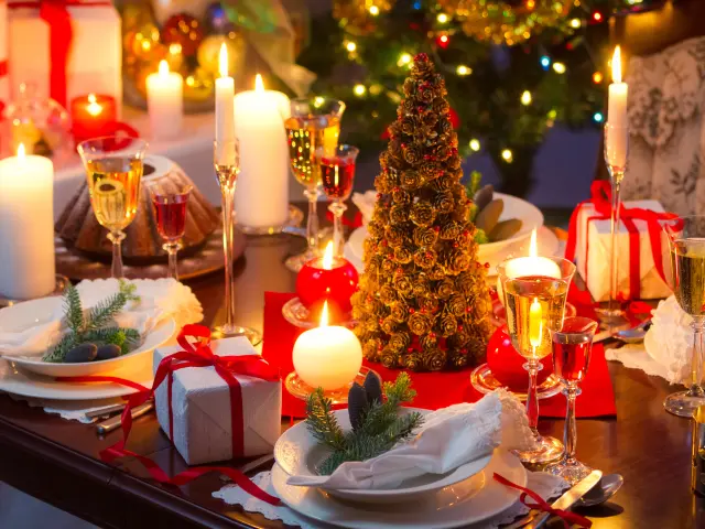 Traditionally decorated christmas table