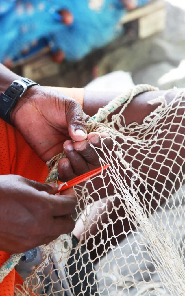 Filet Pêcheur Remaillage Belle-Fontaine Martinique