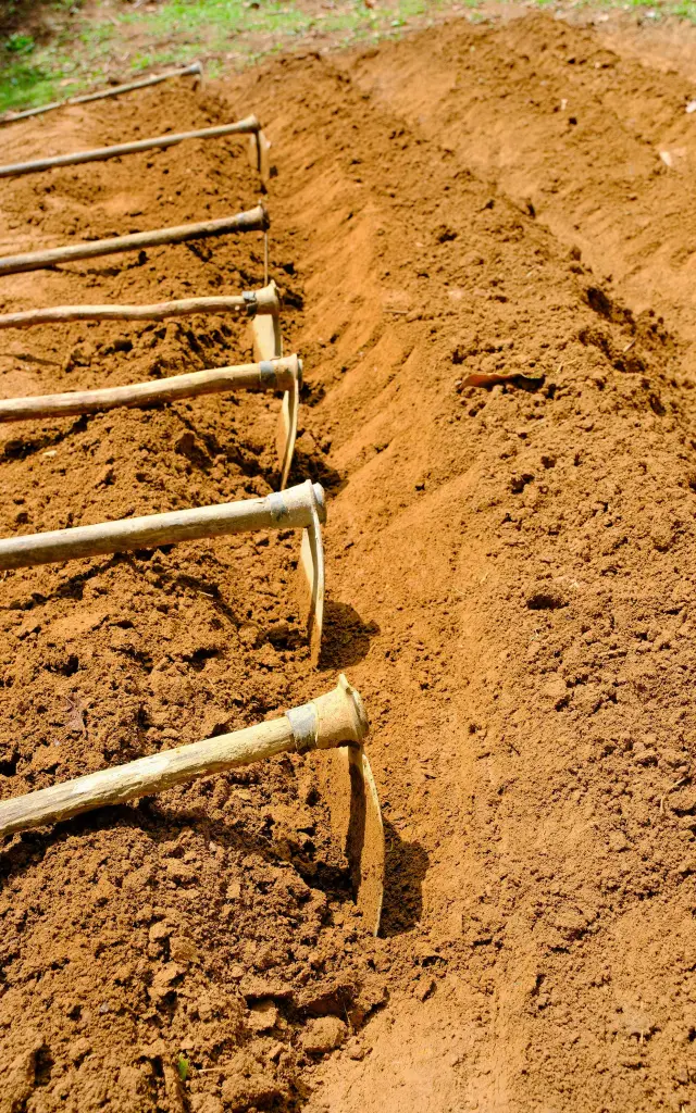 Atelier Lafouyété : outil pour labourer de la terre à Lakoua.