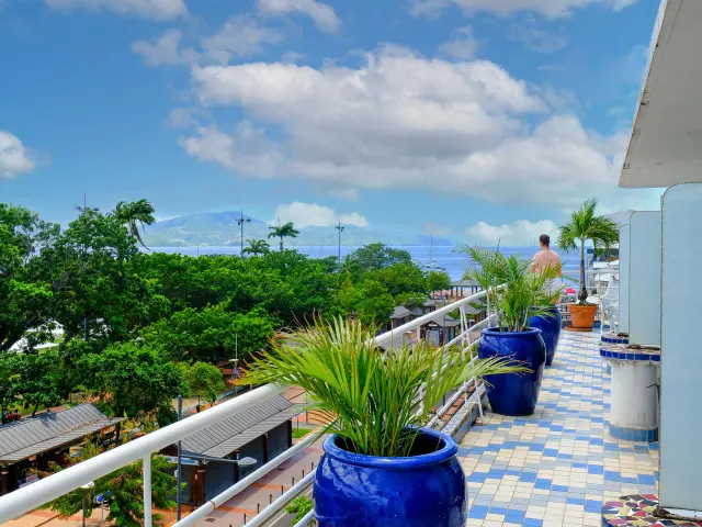 Terrasse vue sur la savane Hotel l'impératrice *** Fort-de-france Martinique