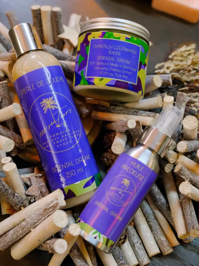 Gamme complète Oriental dream : Gel douche, chantilly, huile précieuse 1001 Senteurs Trois-îlets Martinique