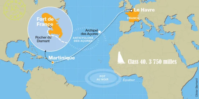 Parcours Class 40 2025 Transat Café l'or