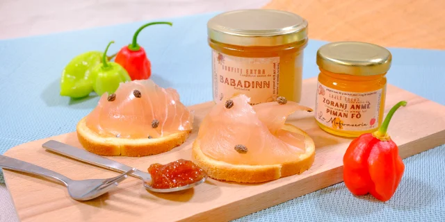 Confiture à la barbadine Gelée à l'orange amère, piment fort La Mofwazerie Saint-Pierre Martinique