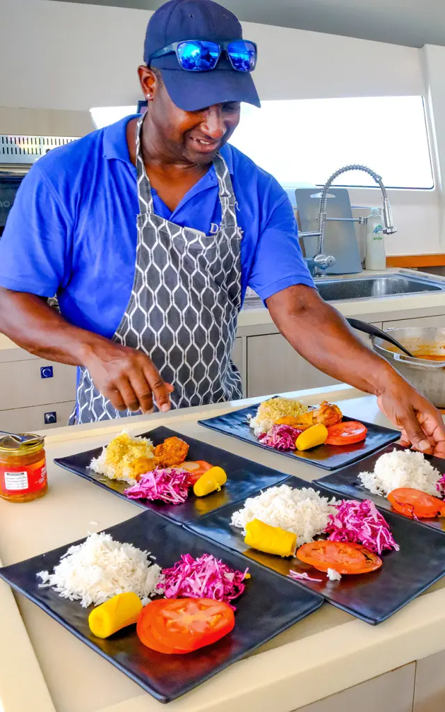 Déjeuner Capitaine Roro Catamaran Francois Martinique