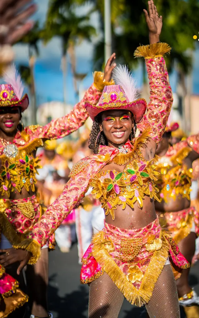 Ambiance Joie de vivre Danseuse Groupe à pied Carnaval Martinique